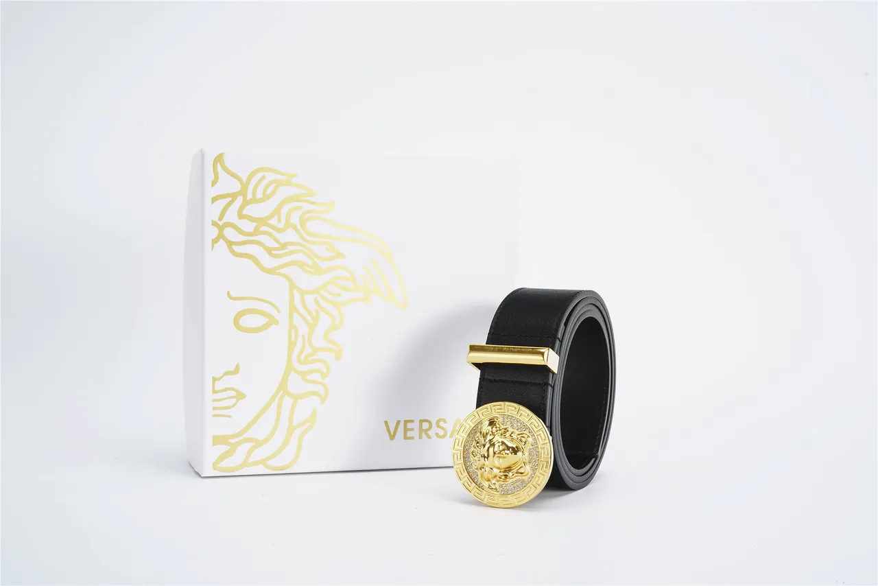 Versace Medusa Greca Odissea Black Leather Belt 3