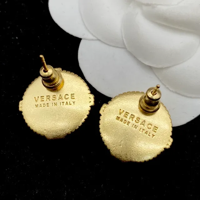 Versace Medusa أقراط Stud ذهب شفاف حافة منخرمة كريستال فاسيت مركز 2