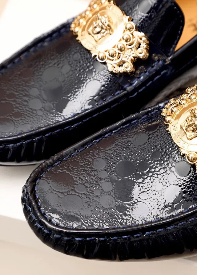 Versace Odissea أسود ذهبي جلد تمساح مصبوغ patent embossed مع buckle Medusa و hardware موسين 5
