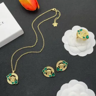 Versace Odissea সোনা সবুজ মেদুসা মাথা মোটিফ নেকলেস