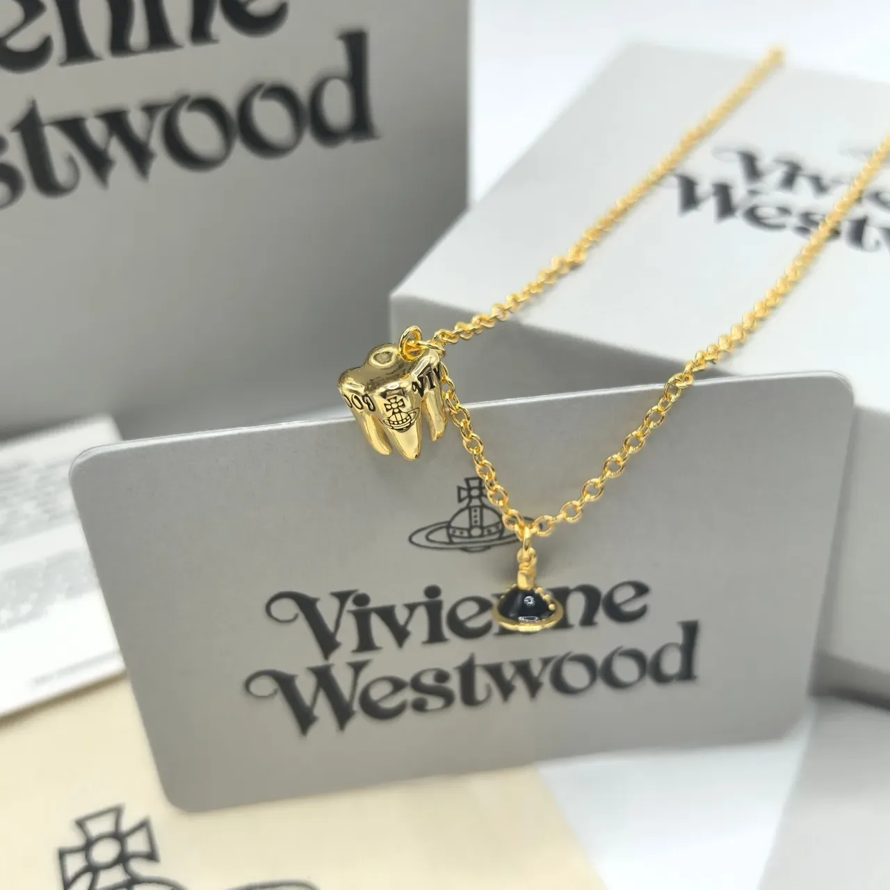 Vivienne Westwood Orb Shoe Charm Gold Silver Chain-Link High-Heeled Necklace 7