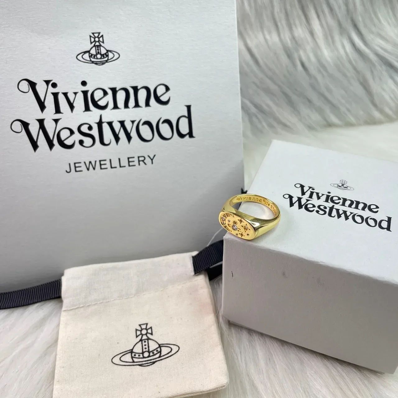 Vivienne Westwood Orb Signet Ring 银色与金色水晶搪瓷戒指 6