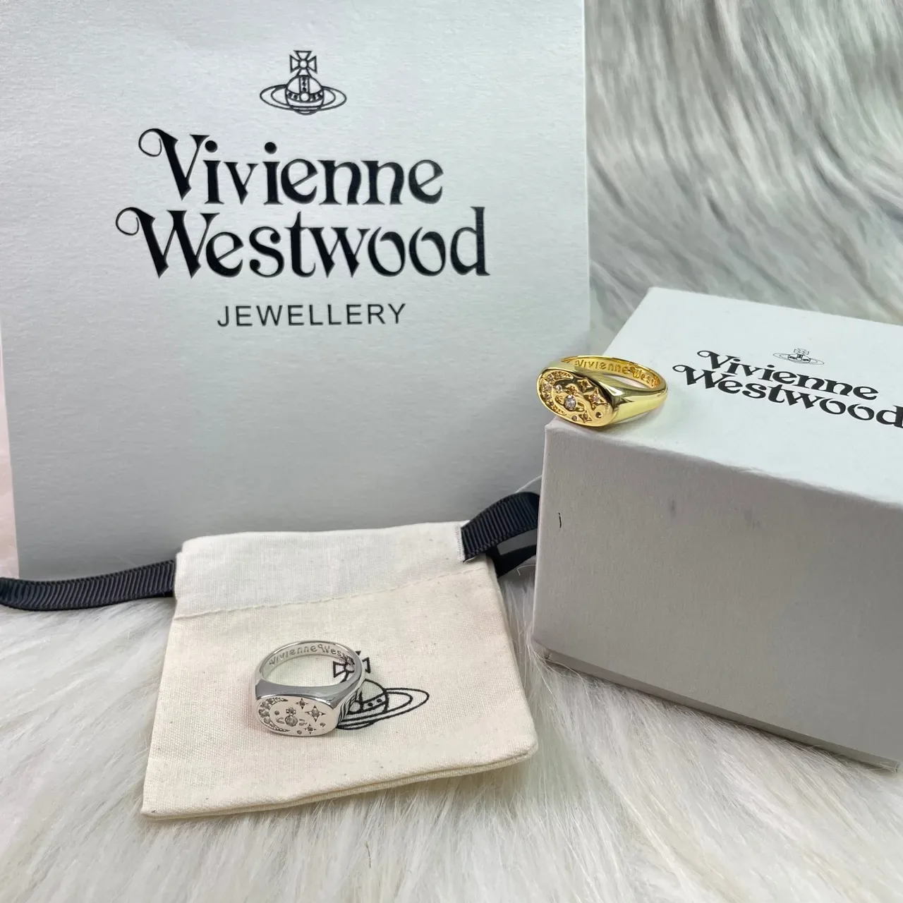 Vivienne Westwood Orb Signet Ring 银色与金色水晶搪瓷戒指 7