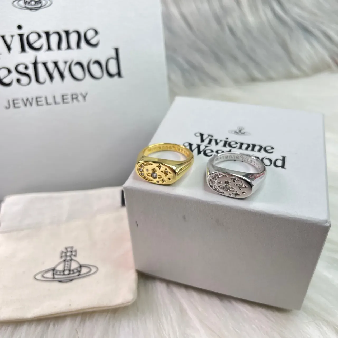 Vivienne Westwood Orb Signet Ring 银色与金色水晶搪瓷戒指 8
