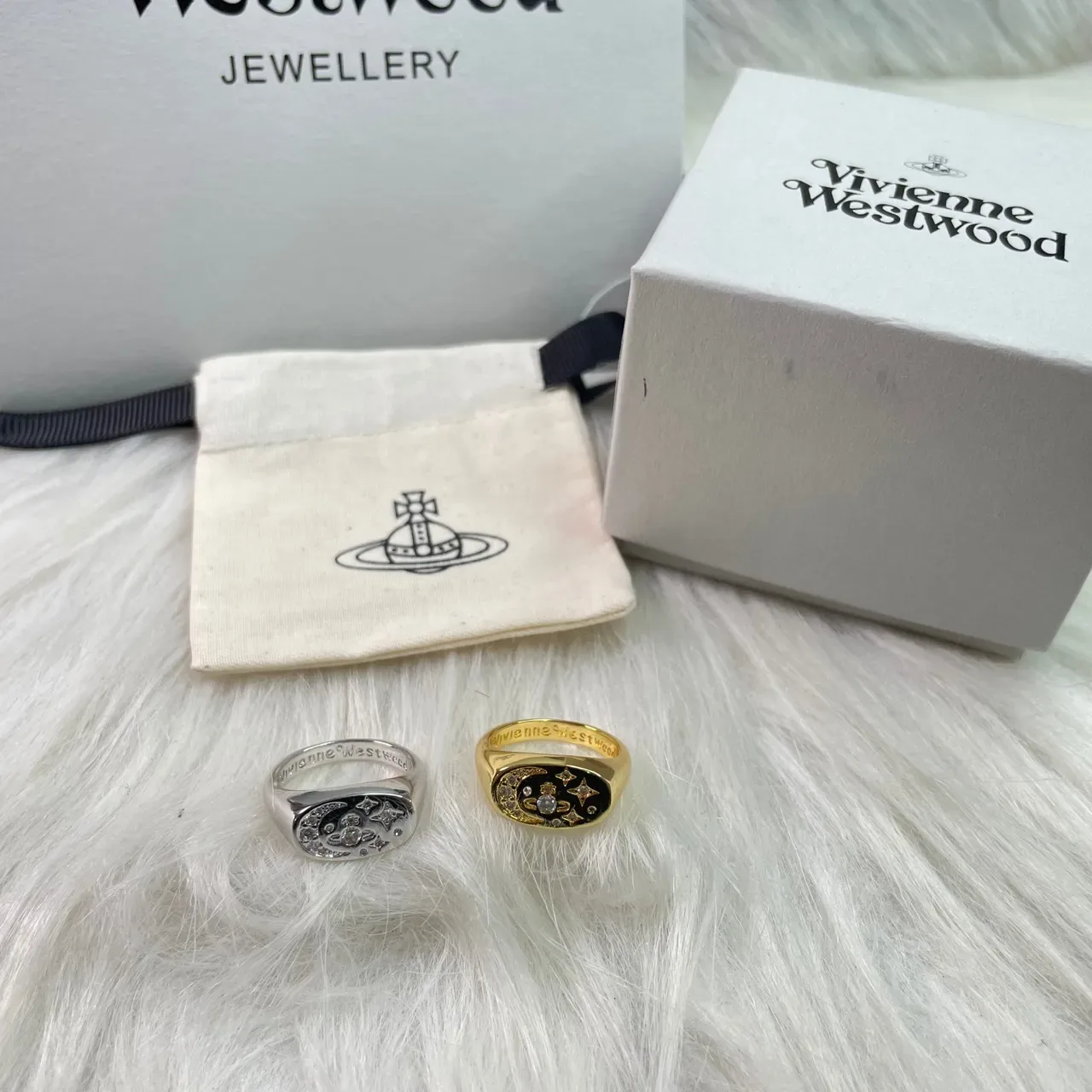 Vivienne Westwood Orb Signet Ring 银色与金色水晶搪瓷戒指 9