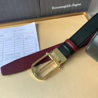 Ermenegildo Zegna उलटफेर करने योग्य काला और बर्गंडी चमड़े का पट्टा