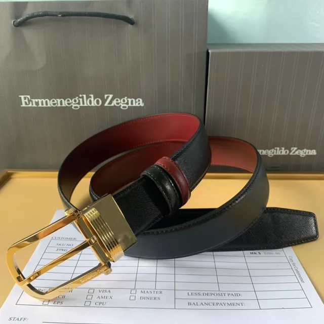 Ermenegildo Zegna Ceinture en cuir réversible noire et bordeaux 3