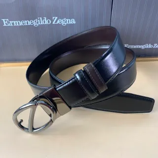 Zegna काला चांदी चमकदार ज्यामितीय बकिल चमड़ी का पट्टा