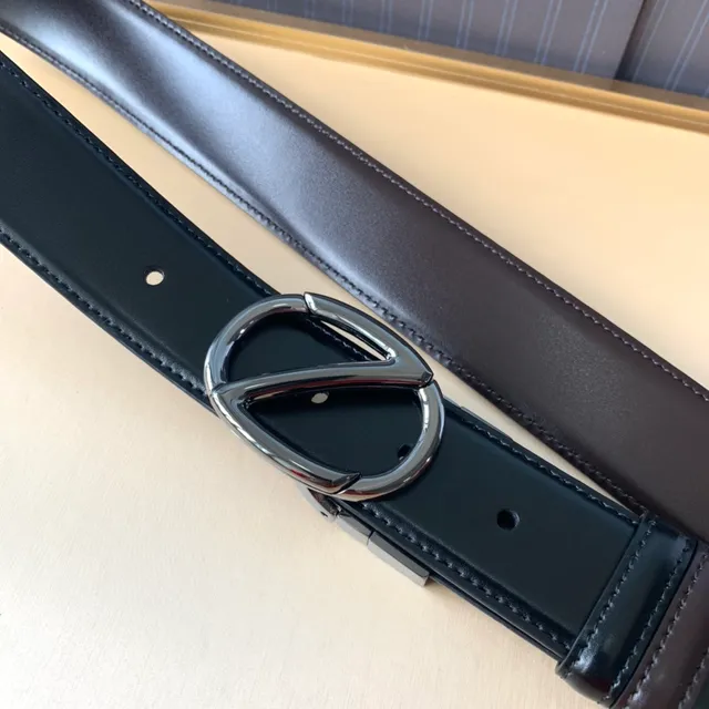 Zegna Negro Plata Hebilla Geométrica Pulida de Cuero Cinturón 2