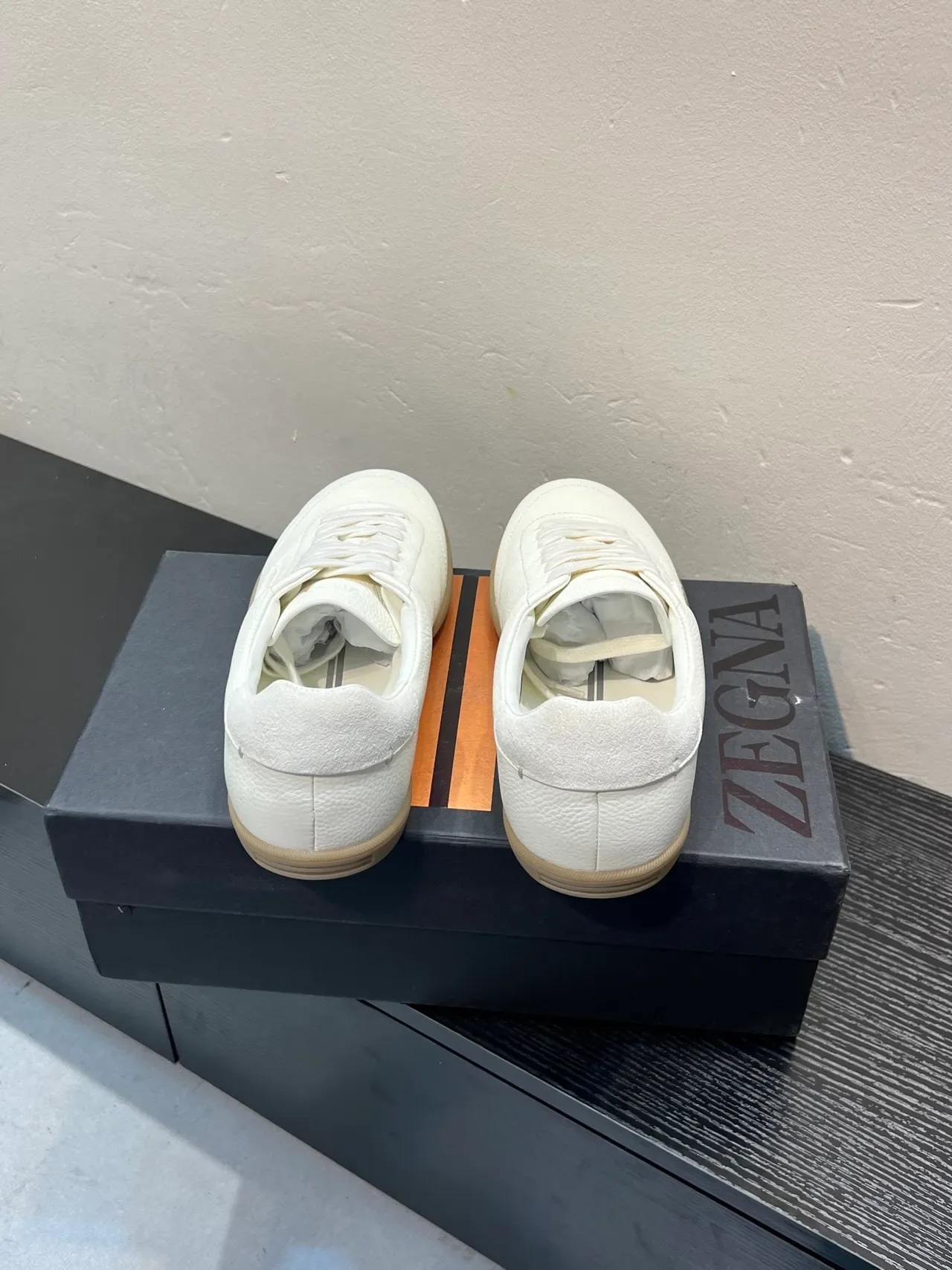 Zegna 白色纹理皮革生活方式运动鞋 6