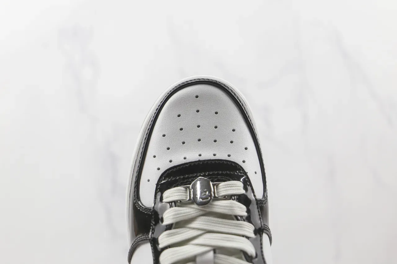 A Bathing Ape BAPE STA Black and White Patent Leather Lifestyle Sneakers 6