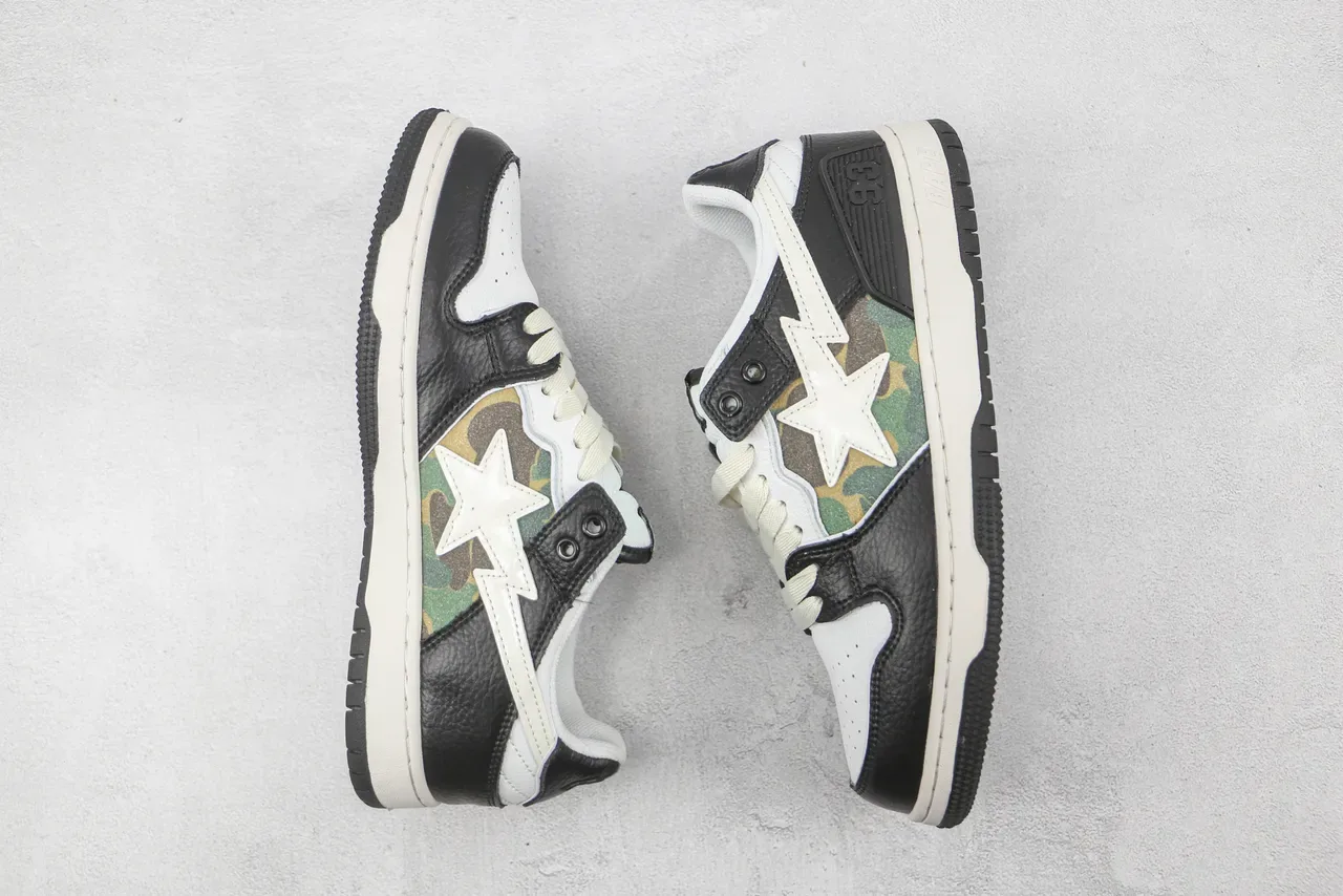 A Bathing Ape BAPE STA أحذية رياضية أسلوب حياة أسود أبيض كامو 2