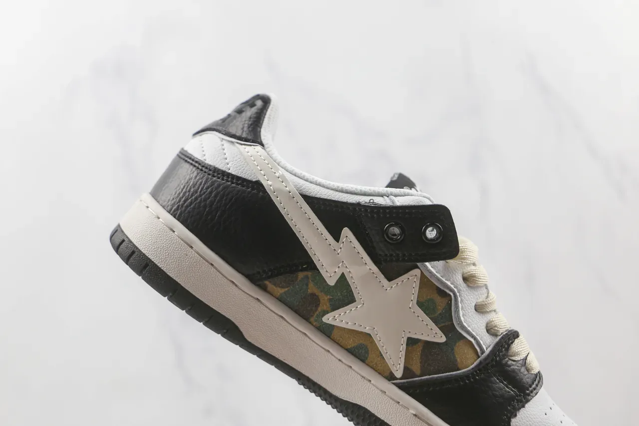 A Bathing Ape BAPE STA أحذية رياضية أسلوب حياة أسود أبيض كامو 5