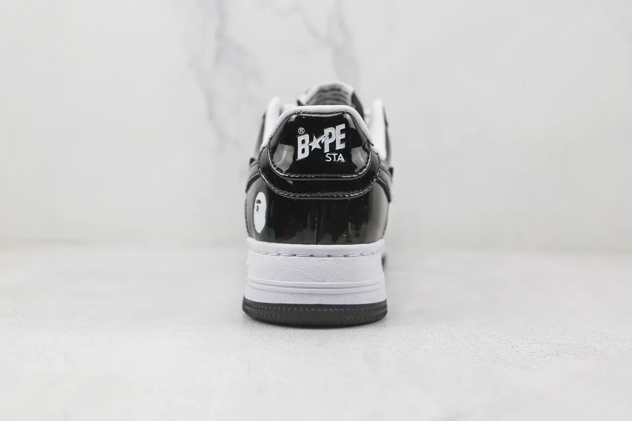 A Bathing Ape BAPE STA Sneakers Lifestyle Negro y Blanco Brillante 9