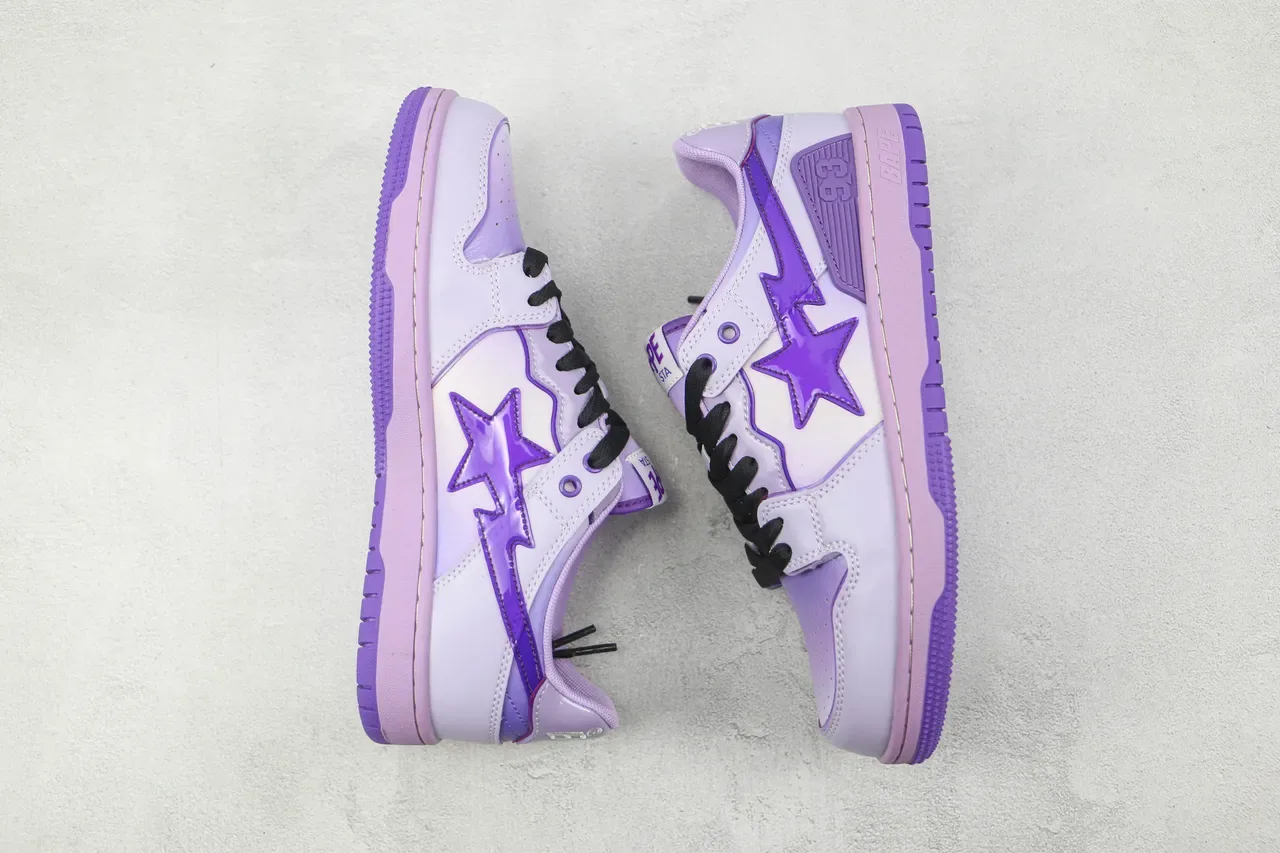 A Bathing Ape BAPE STA Tênis Lifestyle Lavanda Roxa com Logo de Estrela 2