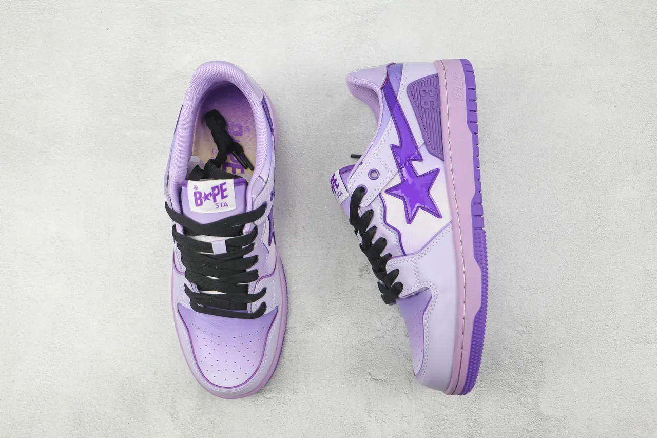 A Bathing Ape BAPE STA Tênis Lifestyle Lavanda Roxa com Logo de Estrela 3