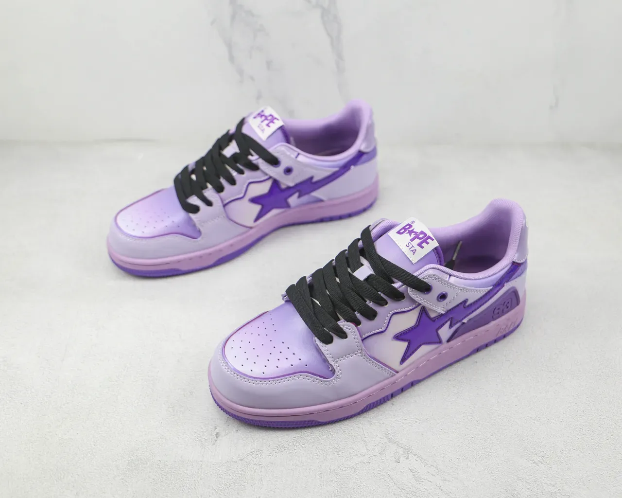 A Bathing Ape BAPE STA Tênis Lifestyle Lavanda Roxa com Logo de Estrela 4