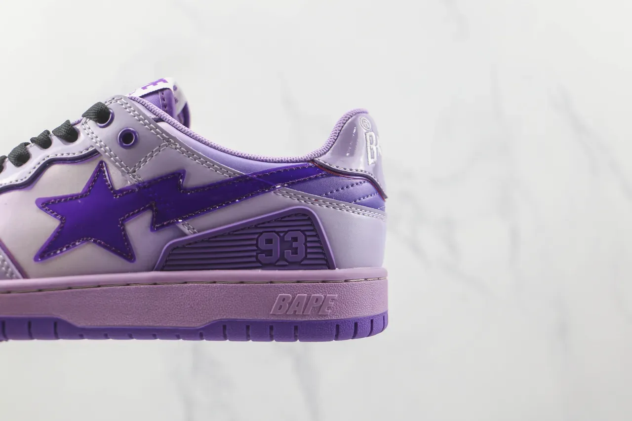 A Bathing Ape BAPE STA Tênis Lifestyle Lavanda Roxa com Logo de Estrela 7