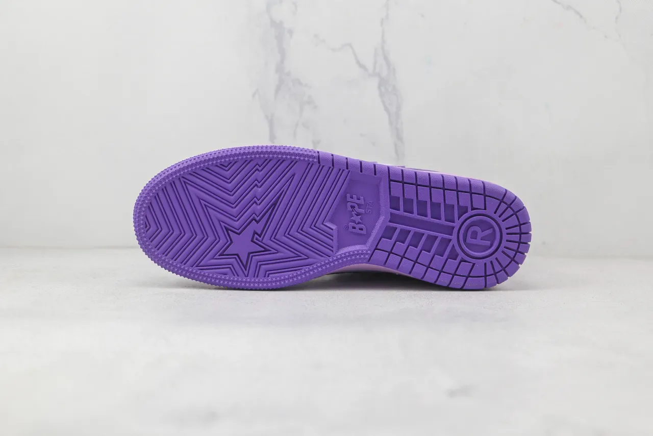 A Bathing Ape BAPE STA Tênis Lifestyle Lavanda Roxa com Logo de Estrela 8