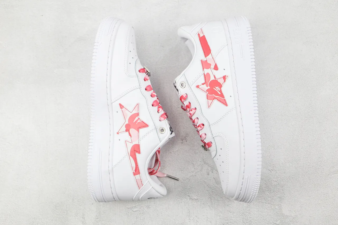A Bathing Ape BAPE STA أحذية أبيض أحمر كامو لايف ستايل 2