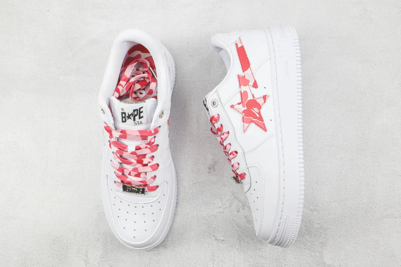 A Bathing Ape BAPE STA أحذية أبيض أحمر كامو لايف ستايل 3