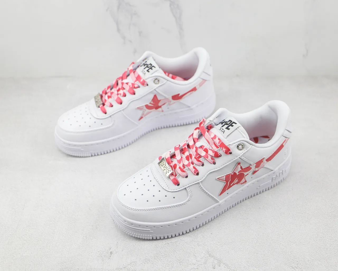 A Bathing Ape BAPE STA أحذية أبيض أحمر كامو لايف ستايل 4