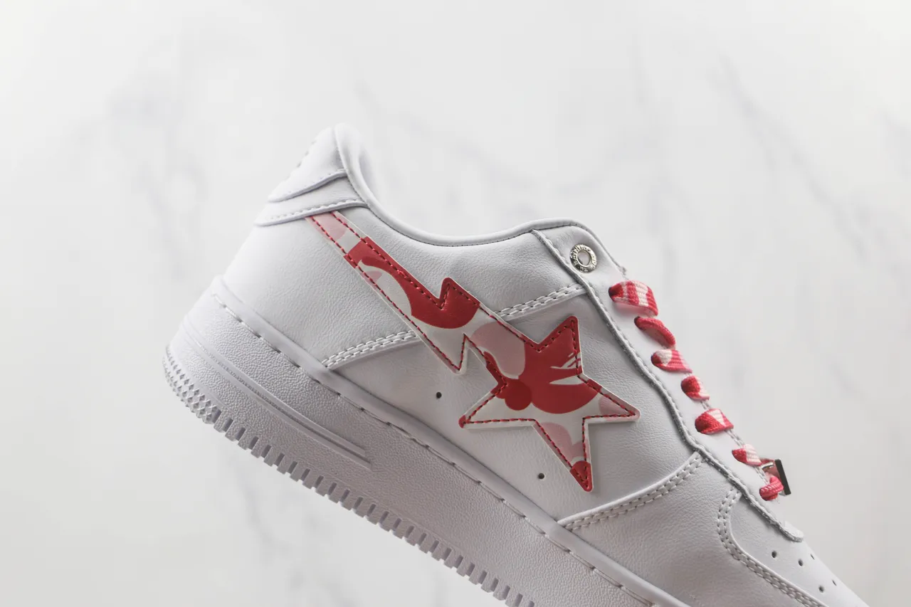 A Bathing Ape BAPE STA أحذية أبيض أحمر كامو لايف ستايل 5
