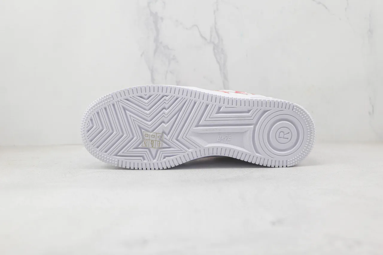 A Bathing Ape BAPE STA أحذية أبيض أحمر كامو لايف ستايل 8