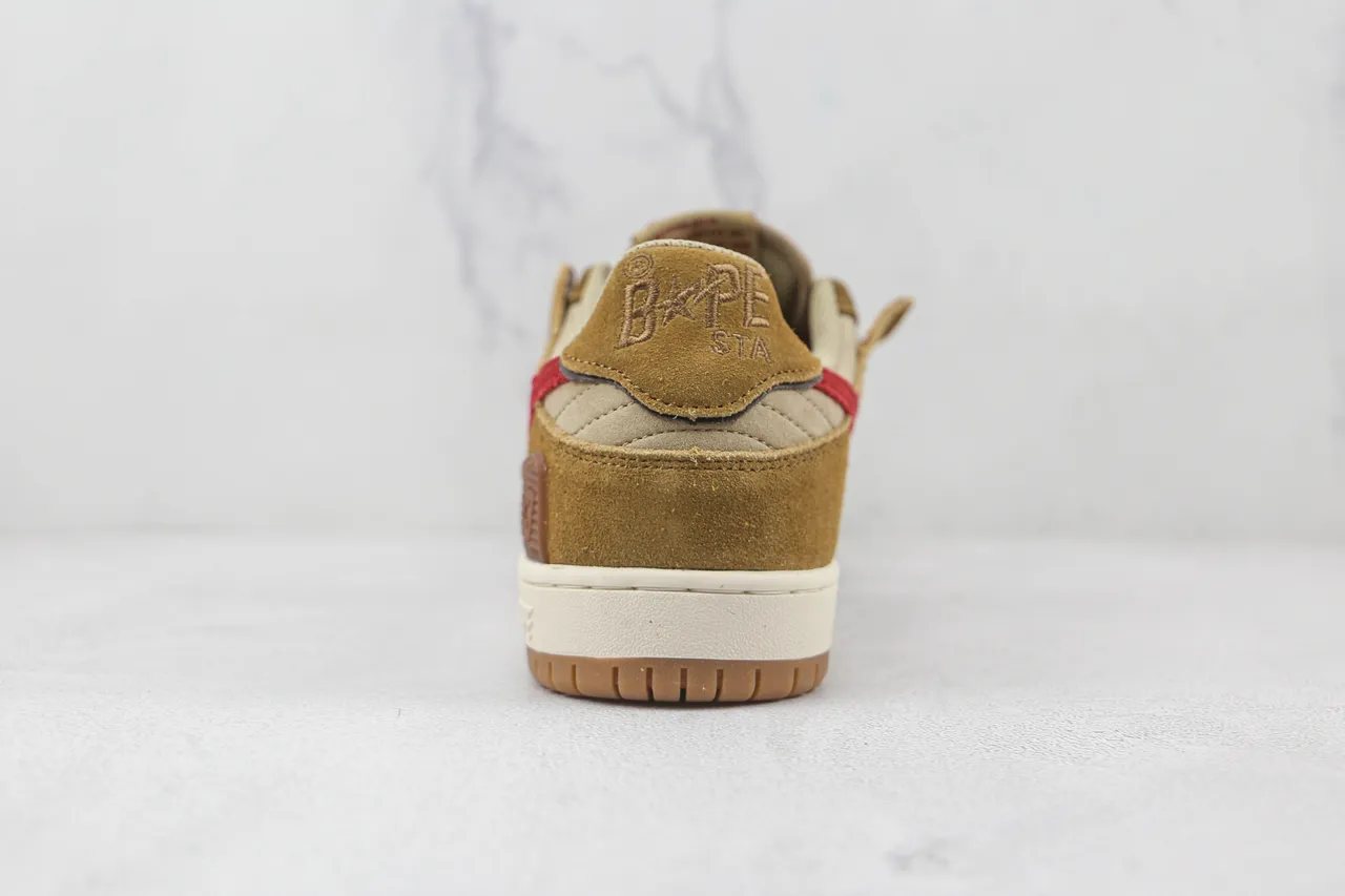 A Bathing Ape Chaussures Skateboard Marron Rouge Daim et Textile Étoile Éclair Graphique 7