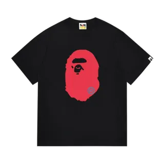تيشيرت أسود A Bathing Ape برسمة رأس قرد حمراء