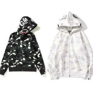 A Bathing Ape Shark Black White Full-Zip Hood Hoodie