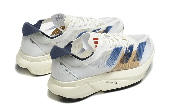 Adidas Adizero Adios Pro 3 أبيض أزرق بيج أحذية جري 3