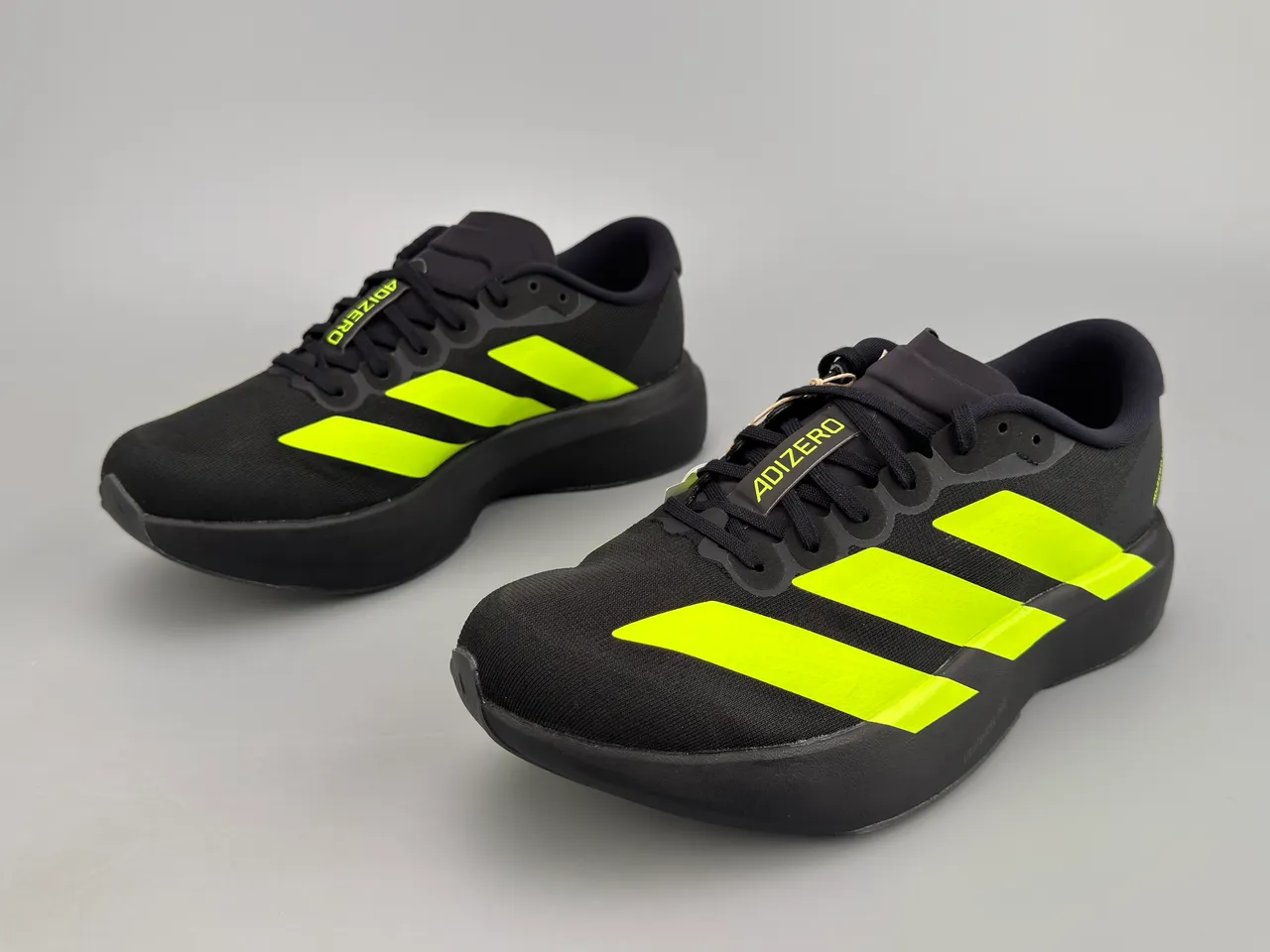 Adidas Adizero Evo SL أسود نيون أصفر أحذية جري 5