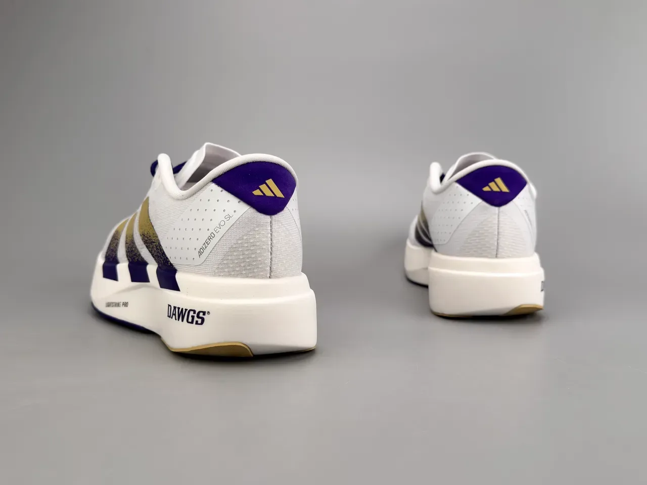 Adidas Adizero Evo SL White Purple Gold Running Shoes 6