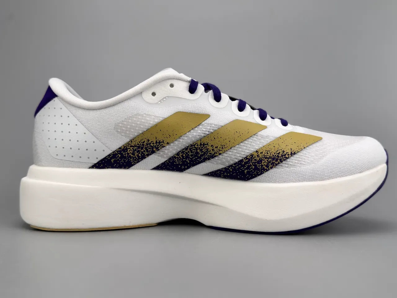 Adidas Adizero Evo SL White Purple Gold Running Shoes 10