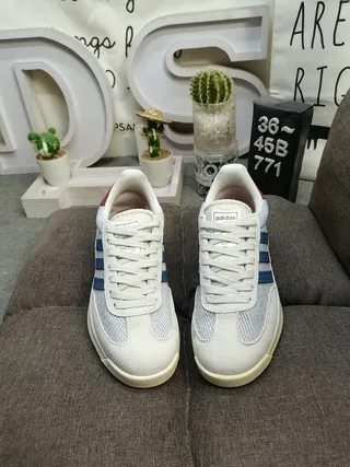 Adidas Bege Azul Retro Runner Silhueta Malha Texturizada Parte Superior Sneakers Lifestyle 10