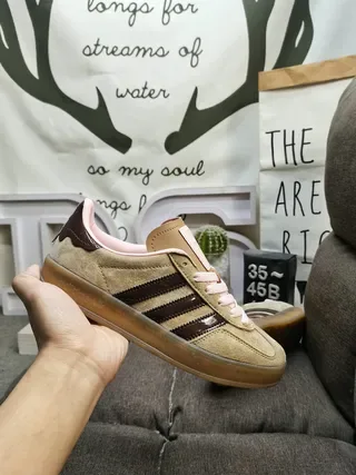 Adidas Beige Brown Suede Upper Three-Stripe Side Panel Lifestyle Sneakers 5