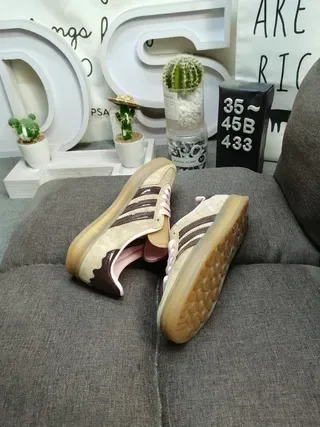 Adidas Beige Brown Suede Upper Three-Stripe Side Panel Lifestyle Sneakers 6
