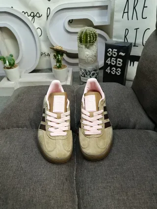 Adidas Beige Brown Suede Upper Three-Stripe Side Panel Lifestyle Sneakers 10