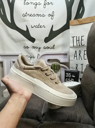 Adidas Beige White Suede Upper Platform Sole Lifestyle Sneakers 5
