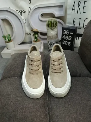 Adidas Beige White Suede Upper Platform Sole Lifestyle Sneakers 10