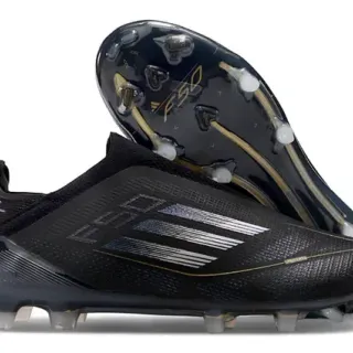 Adidas Negro y Oro Cuello de Calcetín Texturizado Sintético Superior Tacón Firm-Ground Zapatos de Fútbol