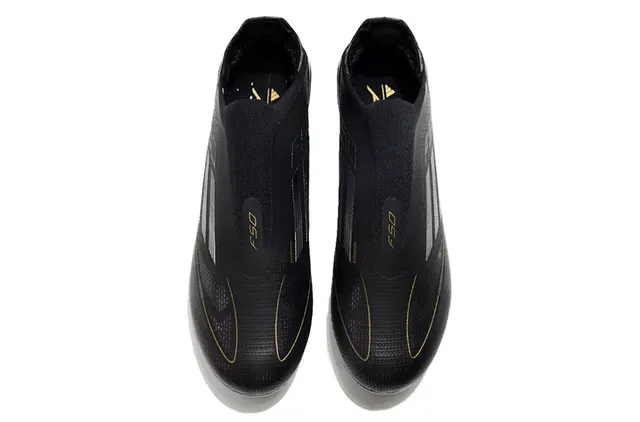 Adidas Preto e Dourado Colar de Meia Texturizado Sintético Superior Tacão Firm-Ground Sapatos de Futebol 2