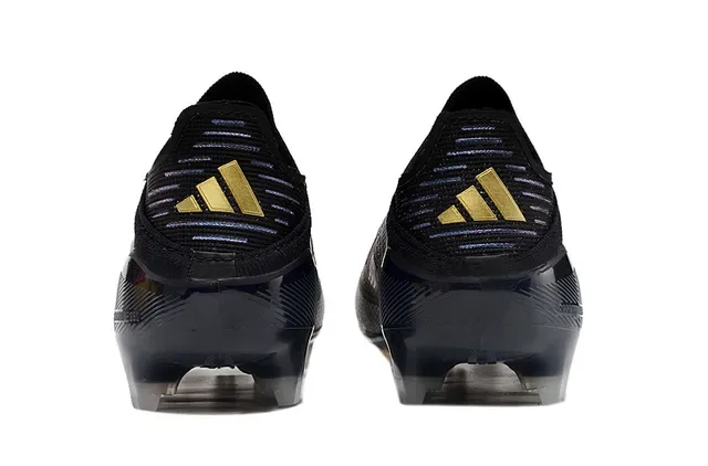 Adidas Preto e Dourado Colar de Meia Texturizado Sintético Superior Tacão Firm-Ground Sapatos de Futebol 4