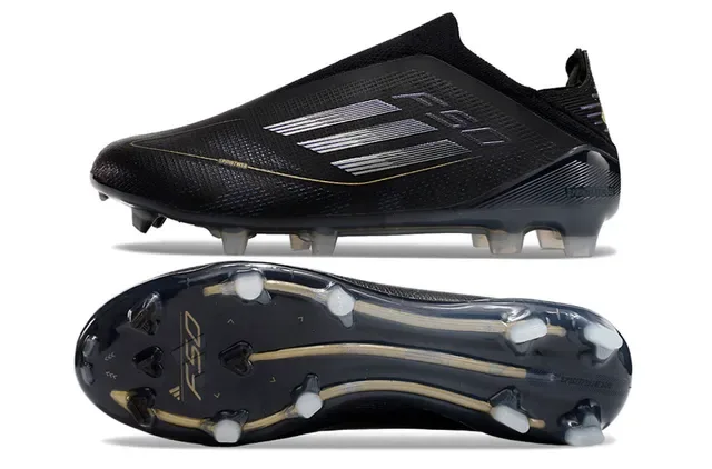 Adidas Preto e Dourado Colar de Meia Texturizado Sintético Superior Tacão Firm-Ground Sapatos de Futebol 5