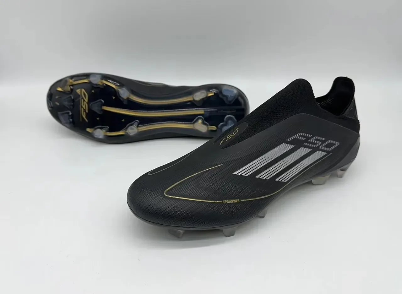 Adidas Preto e Dourado Colar de Meia Texturizado Sintético Superior Tacão Firm-Ground Sapatos de Futebol 12