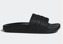 Adidas 黑色单色三条纹带拖鞋 7