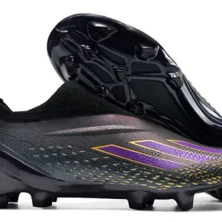 Adidas Zapatillas de fútbol negras y moradas con cuello tipo calcetín cordones asimétricos cover superficie firme