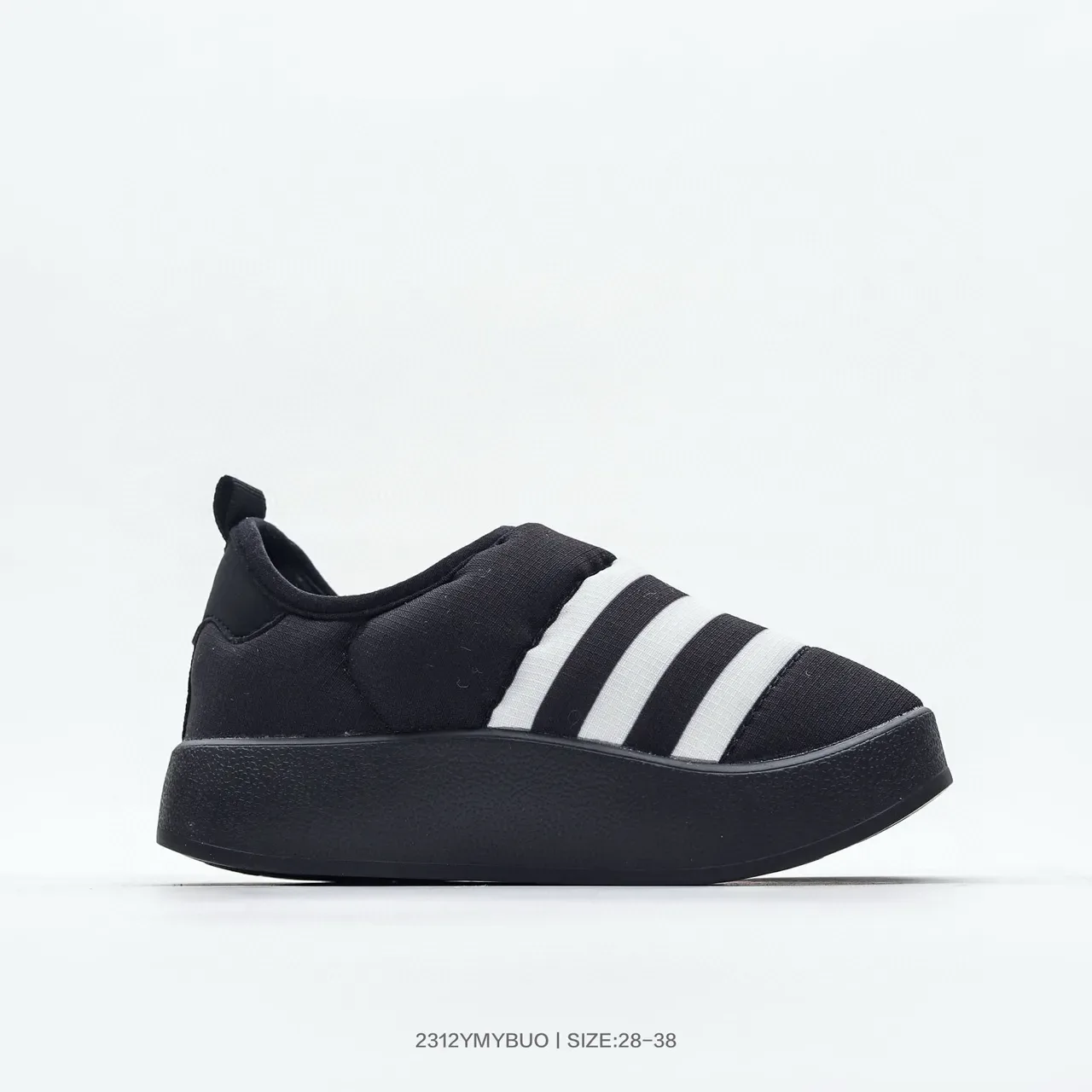 Adidas Preto Branco Slip-On Plataforma Sola Lifestyle Sneakers 4