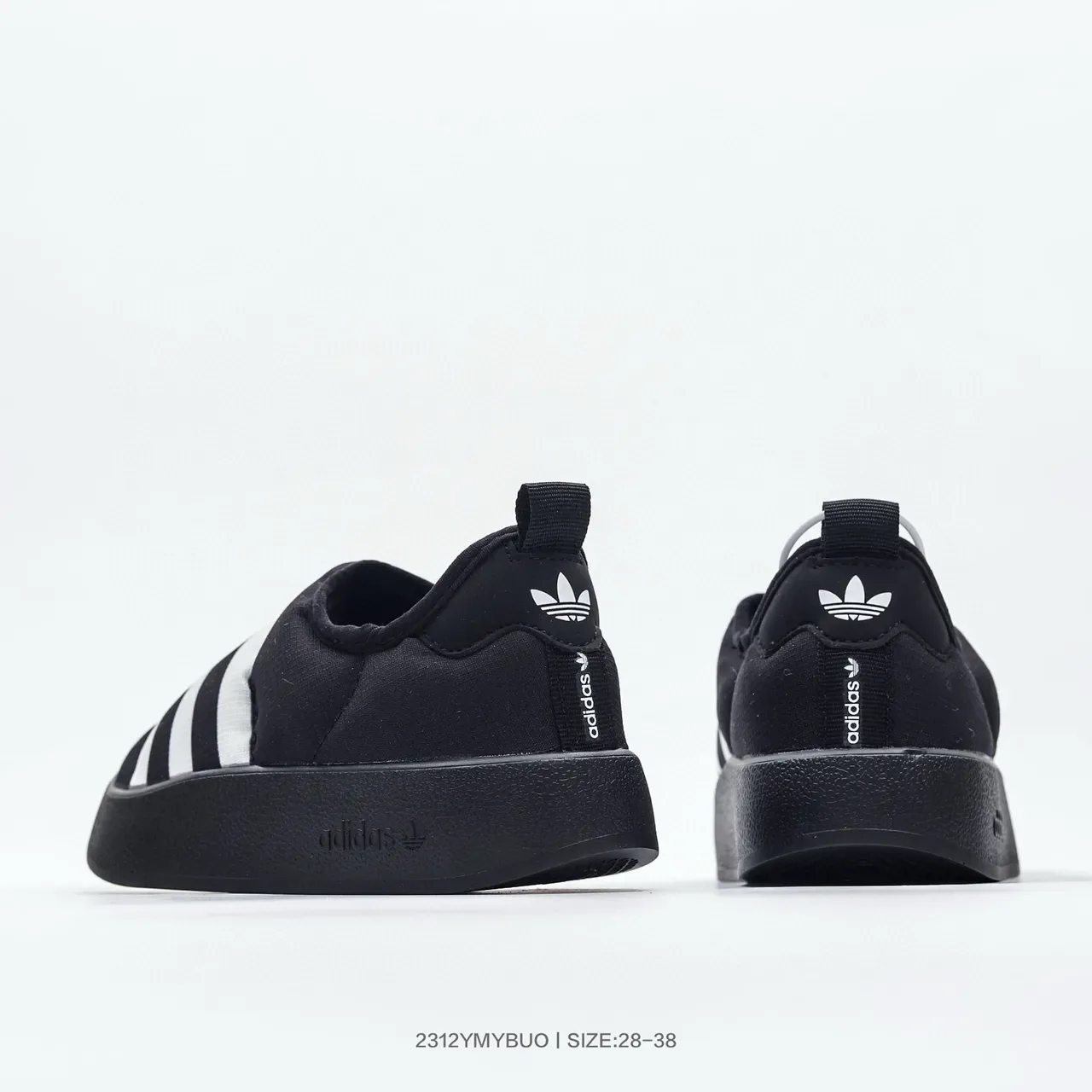 Adidas Preto Branco Slip-On Plataforma Sola Lifestyle Sneakers 6